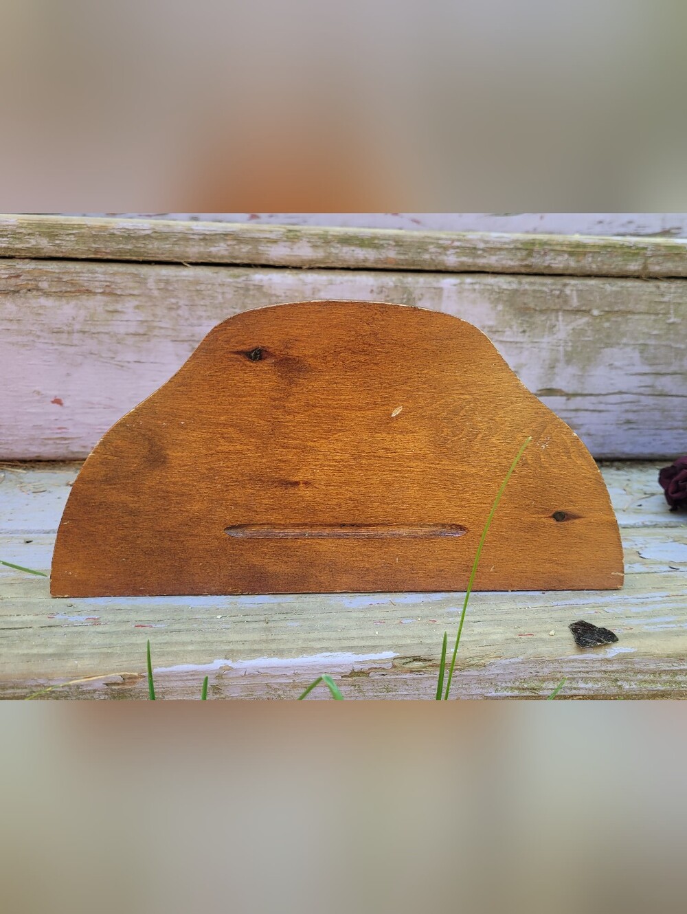 Whimsical Vintage Wooden Half-Circle Wall Shelf Rustic Farmhouse Shabby Chic - Picture 8 of 9